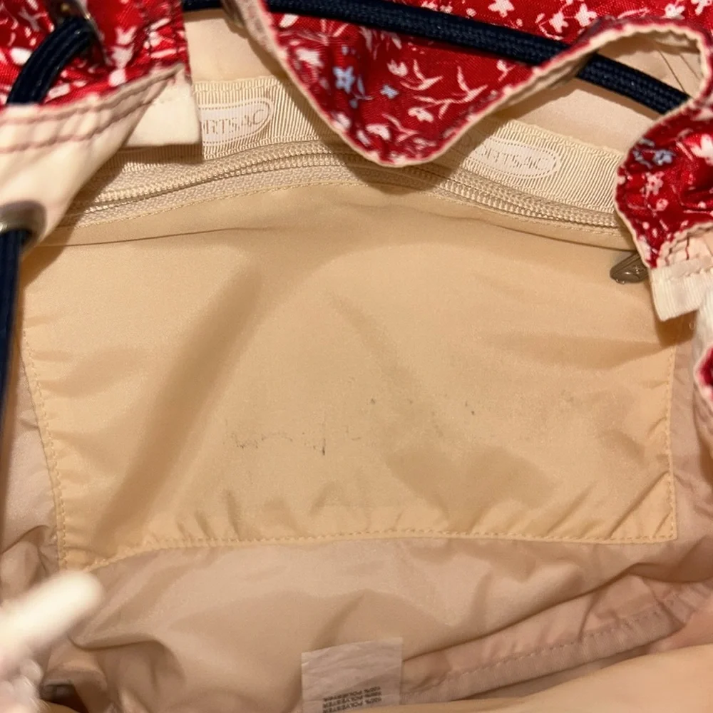 LeSportSac Cute Red and blue floral medium backpack and pouch set